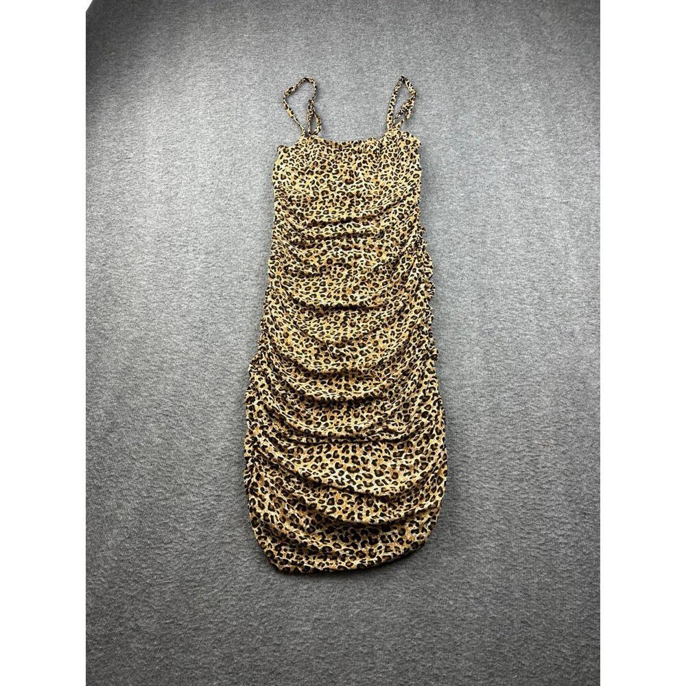 Princess Polly Leopard Print Ruched Mini Dress Size Small